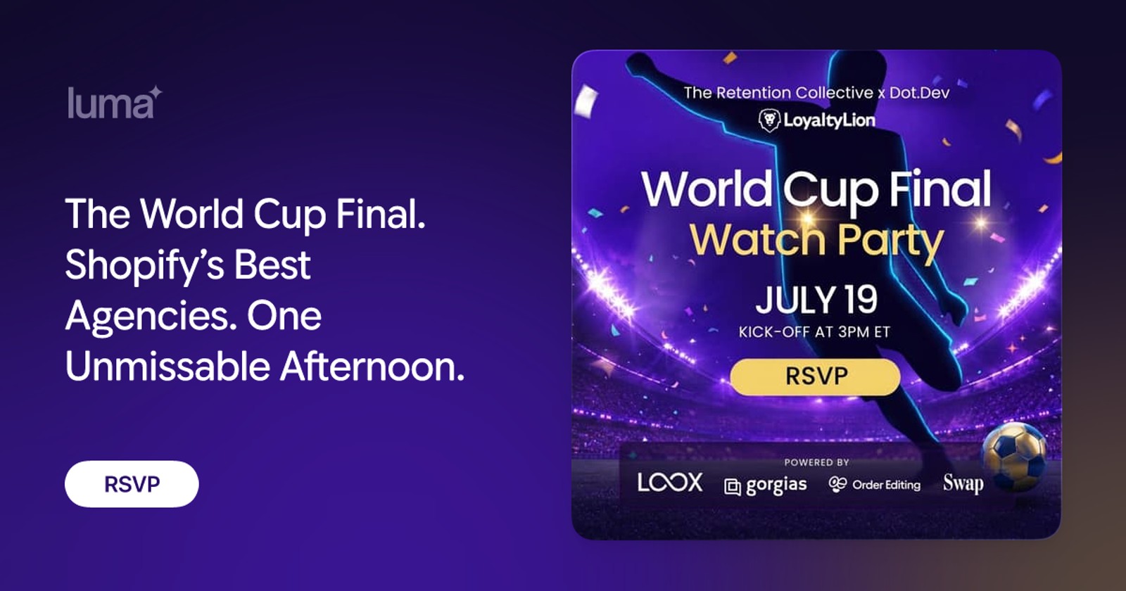 Order Editing Sponsors Toronto's World Cup Final Watch Party for Shopify Agencies